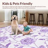 Ultra Soft Area Rug, Non Slip, Stain Resistant, Washable Area Rugs for Living Room, Bedroom, Cozy Pastel Medallion Arrangement(Purple)