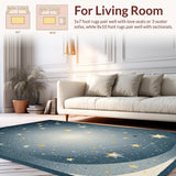 Ultra Soft Area Rug, Non Slip, Stain Resistant, Washable Area Rugs for Living Room, Bedroom, Whimsical Celestial Starburst Design(Blue)