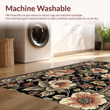 Ultra Soft Area Rug, Non Slip, Stain Resistant, Washable Area Rugs for Living Room, Bedroom, Sophisticated Geometric Leaf Arrangement(Black)