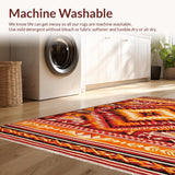 Ultra Soft Area Rug, Non Slip, Stain Resistant, Washable Area Rugs for Living Room, Bedroom, Lively Southwest Inspired Pattern(Red)