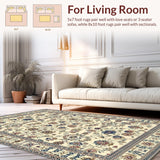 Ultra Soft Area Rug, Non Slip, Stain Resistant, Washable Area Rugs for Living Room, Bedroom, Stylish Colorful Bouquet Pattern(Beige)
