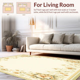 Ultra Soft Area Rug, Non Slip, Stain Resistant, Washable Area Rugs for Living Room, Bedroom, Elegant Floral Area Low Pile Indoor Floor Cover(Beige)