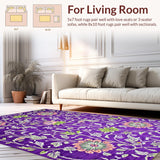 Ultra Soft Area Rug, Non Slip, Stain Resistant, Washable Area Rugs for Living Room, Bedroom, Rustic Abstract Nature Inspired(Purple)