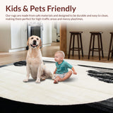 Ultra Soft Area Rug, Non Slip, Stain Resistant, Washable Area Rugs for Living Room, Bedroom, Minimalist Circle Carpet with Tree Design(Gray)