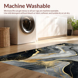 Ultra Soft Area Rug, Non Slip, Stain Resistant, Washable Area Rugs for Living Room, Bedroom, Sleek Abstract Grey Marble Aesthetic(Black)