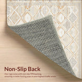 Pet Friendly Textured Beige Runner Featuring Everwash Diamond Motifs(Beige)