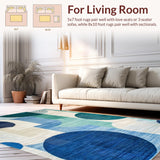 Ultra Soft Area Rug, Non Slip, Stain Resistant, Washable Area Rugs for Living Room, Bedroom, Trendy Soft Sculptural Design(Blue)