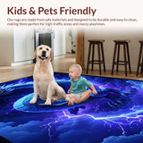 Ultra Soft Area Rug, Non Slip, Stain Resistant, Washable Area Rugs for Living Room, Bedroom, Starry Sky Whimsical Design(Blue)