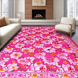 Ultra Soft Area Rug, Non Slip, Stain Resistant, Washable Area Rugs for Living Room, Bedroom, Bright Cheerful Floral Landscape(Pink)