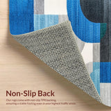 Ultra Soft Area Rug, Non Slip, Stain Resistant, Washable Area Rugs for Living Room, Bedroom, Contemporary Grey and Teal Easy Care Rug for Minimalist Homes(Blue)