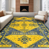 Ultra Soft Area Rug, Non Slip, Stain Resistant, Washable Area Rugs for Living Room, Bedroom, Distressed Low Pile Entryway Carpet for Minimal Living(Yellow)