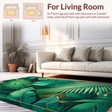 Ultra Soft Area Rug, Non Slip, Stain Resistant, Washable Area Rugs for Living Room, Bedroom, Modern Tropical Floral Style(Green)