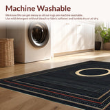 Ultra Soft Area Rug, Non Slip, Stain Resistant, Washable Area Rugs for Living Room, Bedroom, Trendy Circular Artful Pattern(Black)