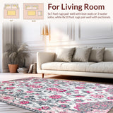 Ultra Soft Area Rug, Non Slip, Stain Resistant, Washable Area Rugs for Living Room, Bedroom, Retro Textured Geometric Elegance(White)