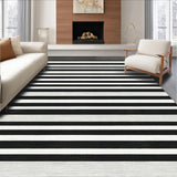 Ultra Soft Area Rug, Non Slip, Stain Resistant, Washable Area Rugs for Living Room, Bedroom, Classic Black And White Striped Rug: Farmhouse Style Door Mat(Black)