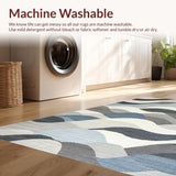 Ultra Soft Area Rug, Non Slip, Stain Resistant, Washable Area Rugs for Living Room, Bedroom, Rustic Monochrome Scalloped Style(Gray)