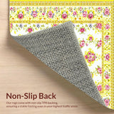 Ultra Soft Area Rug, Non Slip, Stain Resistant, Washable Area Rugs for Living Room, Bedroom, Charming Yellow Floral Medley(White)