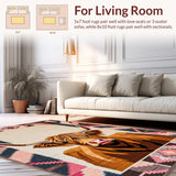 Ultra Soft Area Rug, Non Slip, Stain Resistant, Washable Area Rugs for Living Room, Bedroom, Colorful Rustic Cattle Art Print(Brown)