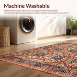 Ultra Soft Area Rug, Non Slip, Stain Resistant, Washable Area Rugs for Living Room, Bedroom, Vibrant Shabby Chic Textured Approach(Red)