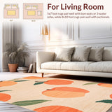 Ultra Soft Area Rug, Non Slip, Stain Resistant, Washable Area Rugs for Living Room, Bedroom, Whimsical Peach Patterned Elegance(Orange)