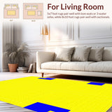 Ultra Soft Area Rug, Non Slip, Stain Resistant, Washable Area Rugs for Living Room, Bedroom, Vibrant Abstract Geometric Motif(Yellow)