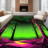 Ultra Soft Area Rug, Non Slip, Stain Resistant, Washable Area Rugs for Living Room, Bedroom, Energetic Moon Phase Pattern(Green)