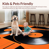 Ultra Soft Area Rug, Non Slip, Stain Resistant, Washable Area Rugs for Living Room, Bedroom, Artistic Semi-Circle Record Design(Black)