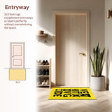Ultra Soft Area Rug, Non Slip, Stain Resistant, Washable Area Rugs for Living Room, Bedroom, Sleek Minimalist Word Art Style(Yellow)