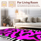 Ultra Soft Area Rug, Non Slip, Stain Resistant, Washable Area Rugs for Living Room, Bedroom, Striking Contrast Animal Patterns(Pink)