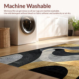 Ultra Soft Area Rug, Non Slip, Stain Resistant, Washable Area Rugs for Living Room, Bedroom, Dynamic Bold Abstract Composition(Gold)