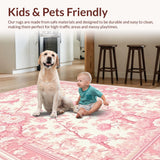 Ultra Soft Area Rug, Non Slip, Stain Resistant, Washable Area Rugs for Living Room, Bedroom, Lush Soft Colorful Foliage Display(Pink)