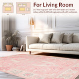 Ultra Soft Area Rug, Non Slip, Stain Resistant, Washable Area Rugs for Living Room, Bedroom, Delicate Curvy Pink Decor(Pink)