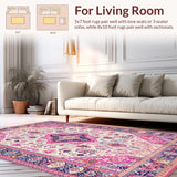 Ultra Soft Area Rug, Non Slip, Stain Resistant, Washable Area Rugs for Living Room, Bedroom, Whimsical Colorful Lattice Style(Pink)