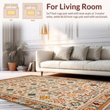 Ultra Soft Area Rug, Non Slip, Stain Resistant, Washable Area Rugs for Living Room, Bedroom, Cozy Modern Tiled Aesthetic(Orange)