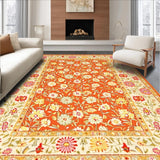 Ultra Soft Area Rug, Non Slip, Stain Resistant, Washable Area Rugs for Living Room, Bedroom, Whimsical Yellow Flower Aesthetic(Orange)
