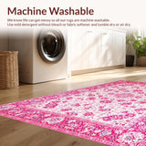Ultra Soft Area Rug, Non Slip, Stain Resistant, Washable Area Rugs for Living Room, Bedroom, Cute Pastel Geometric Accent(Pink)