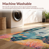 Ultra Soft Area Rug, Non Slip, Stain Resistant, Washable Area Rugs for Living Room, Bedroom, Aquatic Sanctuary Decorative Rug With Marine Life Illustrations(Gray)