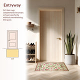 Ultra Soft Area Rug, Non Slip, Stain Resistant, Washable Area Rugs for Living Room, Bedroom, Artful Seasonal Floral Composition(Ivory)