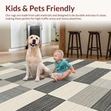 Ultra Soft Area Rug, Non Slip, Stain Resistant, Washable Area Rugs for Living Room, Bedroom, Contemporary Flatweave Lattice Style(Gray)