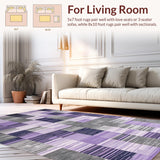 Ultra Soft Area Rug, Non Slip, Stain Resistant, Washable Area Rugs for Living Room, Bedroom, Abstract Geometric Purple Tones(Purple)