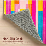 Ultra Soft Area Rug, Non Slip, Stain Resistant, Washable Area Rugs for Living Room, Bedroom, Playful Colorful Stripe Motif(Pink)