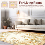 Ultra Soft Area Rug, Non Slip, Stain Resistant, Washable Area Rugs for Living Room, Bedroom, Stylish Indoor Floral Area in Beige Tones(Beige)