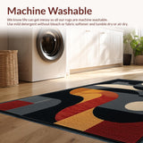 Ultra Soft Area Rug, Non Slip, Stain Resistant, Washable Area Rugs for Living Room, Bedroom, Abstract Black Geometric Living Room Area Rug(Black)