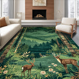 Ultra Soft Area Rug, Non Slip, Stain Resistant, Washable Area Rugs for Living Room, Bedroom, Artful Retro Animal Shapes(Green)