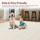 Ultra Soft Area Rug, Non Slip, Stain Resistant, Washable Area Rugs for Living Room, Bedroom, Serene Creamy Geometric Flow(Beige)