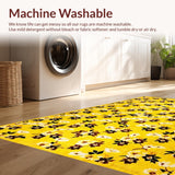 Ultra Soft Area Rug, Non Slip, Stain Resistant, Washable Area Rugs for Living Room, Bedroom, Lively Sunny Botanical Elegance(Yellow)