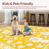 Ultra Soft Area Rug, Non Slip, Stain Resistant, Washable Area Rugs for Living Room, Bedroom, Sunny Textured Coastal Vibe(Yellow)