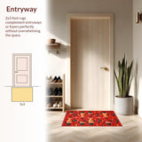 Ultra Soft Area Rug, Non Slip, Stain Resistant, Washable Area Rugs for Living Room, Bedroom, Vibrant Aquatic Artistry Theme(Red)