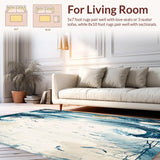 Ultra Soft Area Rug, Non Slip, Stain Resistant, Washable Area Rugs for Living Room, Bedroom, Farmhouse Printed With Charming Coastal Inspired Motifs(Blue)