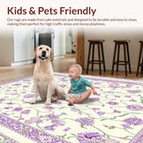 Ultra Soft Area Rug, Non Slip, Stain Resistant, Washable Area Rugs for Living Room, Bedroom, Lush Springtime Blossom Appeal(White)